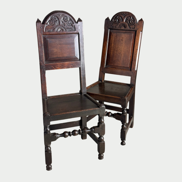 2 late 17c oak chairs