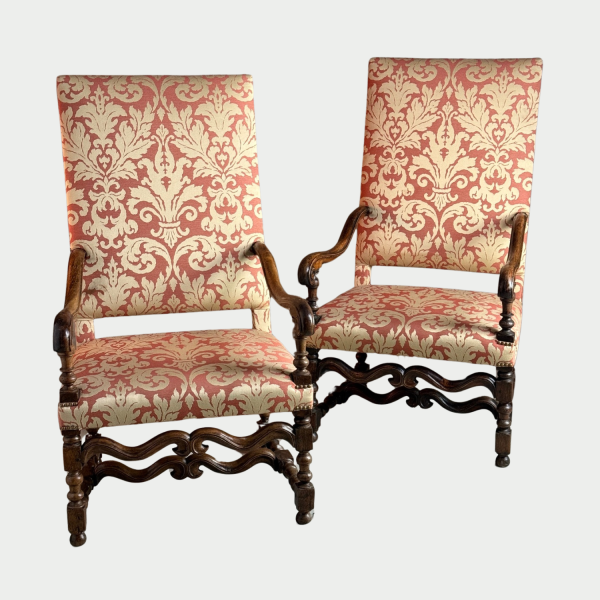 Pair of early 18c re upholstered chairs